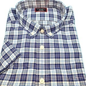 UNTUCKit Plaid Short Sleeve‎ Button Down Shirt XXL 2XL ~ Trotanoy ~ Reg Fit Blue